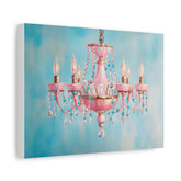 Pink Chandelier Canvas Print — Pastel Blue Nursery Wall Art