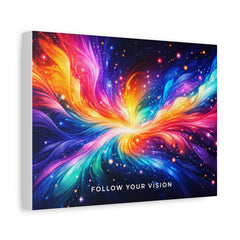 Follow Your Vision Matte Canvas Wall Art - Vibrant Abstract Galaxy Stretch