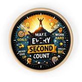 Motivational Wall Clock — “Make Every Second Count” Inspirational Office Clock