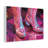Canvas Wall Art — Shiny Pink Boots Retro Disco Print