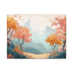 Autumn Mist Landscape Canvas - Stretched Matte Wall Art