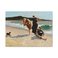 Vintage Seaside Canvas Print — Women on the Beach Matte Stretched Art