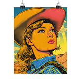 Cowgirl Pop Art Matte Poster — Retro Western Wall Art