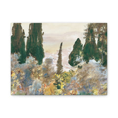 Matte Stretched Canvas — Impressionist Cypress Landscape Wall Art