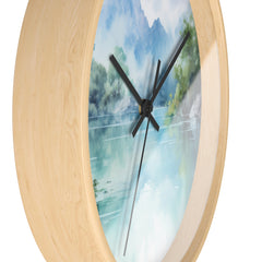 Serene Mountain Lake Wall Clock — Tranquil Nature Bedroom & Living Room Decor