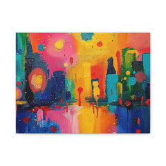 Colorful Abstract Cityscape Matte Canvas Print — Vibrant Urban Art