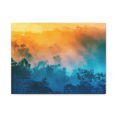 Sunrise Mist Forest Matte Canvas Print