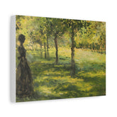 Impressionist Garden Canvas Print — Woman in Sunlit Orchard Matte Stretched