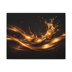 Golden Wave Abstract Matte Canvas Print — Stretched Wall Art