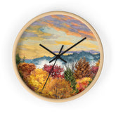 Autumn Landscape Wall Clock — Colorful Fall Forest Art Clock