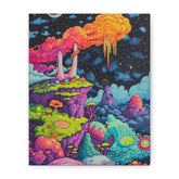 Psychedelic Fantasy Canvas Art - Colorful Surreal Landscape Matte Stretched Print