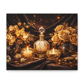Luxurious Golden Candle & Perfume Still Life Canvas