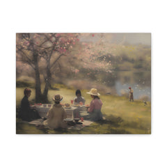 Canvas Wall Art — Vintage Picnic by the Lake Stretched Matte Canvas