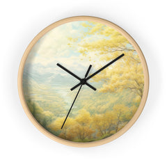 Scenic Autumn Landscape Wall Clock — Tranquil Mountain Forest Timepiece