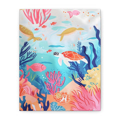 Underwater Sea Turtle Canvas Print — Colorful Coral Reef Wall Art