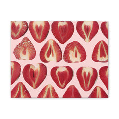 Strawberry Heart Pattern Matte Canvas Wall Art
