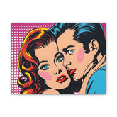 Pop Art Couple Canvas Print — Retro Romance Matte Stretched Wall Art