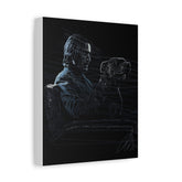 Keanu Reeves with Dog Matte Canvas Art — Moody Black Sketch Portrait, Stretched Wall Decor