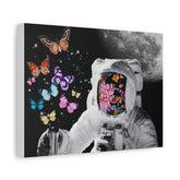 Astronaut Butterfly Wall Canvas — Floral Helmet Space Art Print
