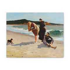 Vintage Seaside Canvas Print — Women on the Beach Matte Stretched Art