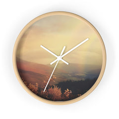 Scenic Sunrise Wall Clock — Rustic Meadow Landscape Timepiece