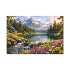 Mountain Lake Landscape Canvas Print — Matte Stretched Wall Art