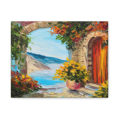 Mediterranean Seaside Canvas Print — Stretched Matte Wall Art