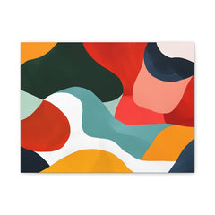 Abstract Colorful Waves Matte Canvas Wall Art – Modern Organic Shapes Stretched Print