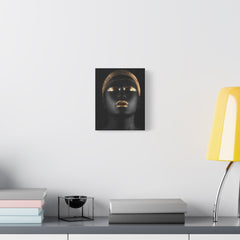 Gold Accented Black Portrait Canvas — Modern Glam Wall Art