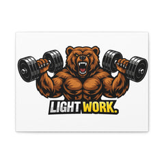 Gym Bear Canvas Wall Art — "Light Work" Motivational Fitness Print