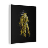 Canvas Wall Art — Double Figure in Yellow Hazmat Suits on Black Matte Stretched Canvas