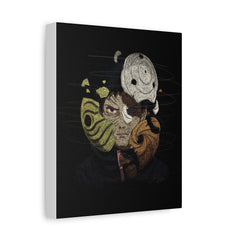 Masked Anime Portrait Canvas Print — Surreal Split-Face Wall Art