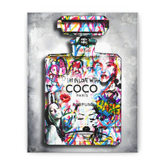 Graffiti Coco Perfume Bottle Canvas Wall Art — Vibrant Pop Art Home Decor