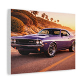 Vintage Purple Muscle Car Canvas Print — Matte Stretched Wall Art