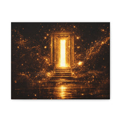 Golden Portal Canvas Wall Art – Illuminated Doorway Spiritual Decor