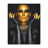 Gold Goddess Portrait Canvas — Glamorous Black & Gold Wall Art