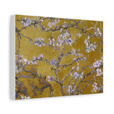 Blossoming Almond Branches Matte Canvas Wall Art – Golden Floral Stretched Print