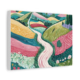 Colorful Pastel Landscape Canvas Print — Whimsical Countryside Wall Art