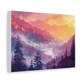 Sunset Mountain Landscape Matte Canvas Print — Vibrant Forest Wall Art