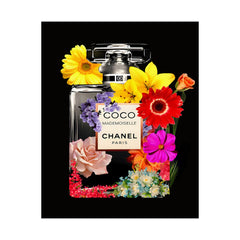 Perfume Bottle Floral Poster - Chanel Coco Mademoiselle Art Print