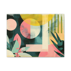 Abstract Tropical Canvas Wall Art – Midcentury Geometric Botanical Print