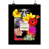 Perfume Bottle Floral Poster - Chanel Coco Mademoiselle Art Print
