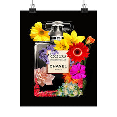 Perfume Bottle Floral Poster - Chanel Coco Mademoiselle Art Print