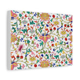 Floral Vine Pattern Matte Canvas Wall Art – Colorful Botanical Stretched Canvas