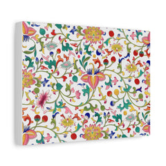 Floral Vine Pattern Matte Canvas Wall Art – Colorful Botanical Stretched Canvas