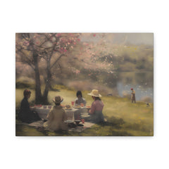 Canvas Wall Art — Vintage Picnic by the Lake Stretched Matte Canvas