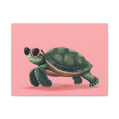 Cool Sunglasses Turtle Canvas Print — Pink Tropical Wall Art