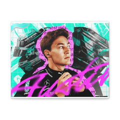 Racing Driver Pop Art Canvas — Neon Portrait Matte Stretched Wall Art