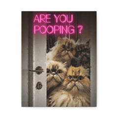 Canvas Wall Art - 'Psst... Pooching?' Neon Cats Matte Stretched Canvas