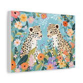 Leopard Pair Floral Canvas Wall Art